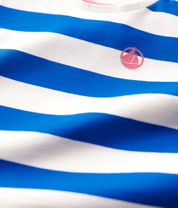 Kurz&auml;rmliges Kinder-T-Shirt aus Baumwolle f&uuml;r M&auml;dchen blau/weiss