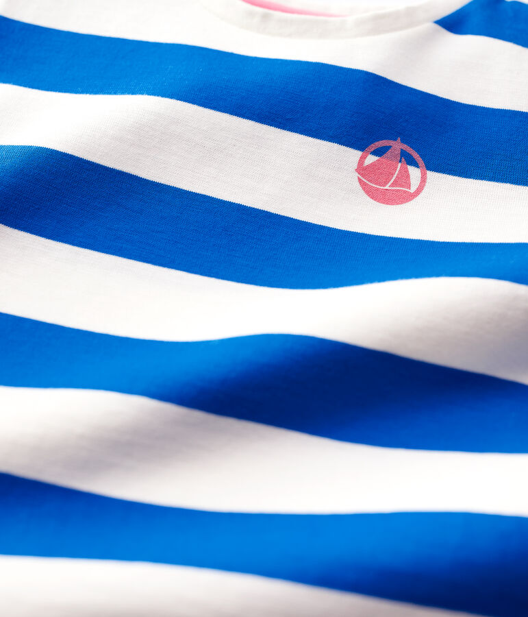 Kurz&auml;rmliges Kinder-T-Shirt aus Baumwolle f&uuml;r M&auml;dchen blau/weiss