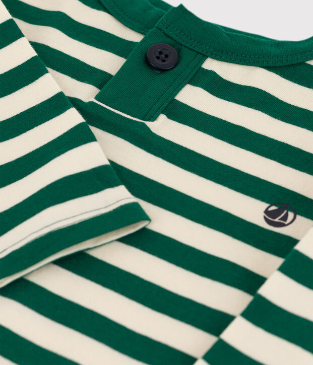 Lang&auml;rmeliges Baby-T-Shirt aus Baumwolle gr&uuml;n/naturfarben