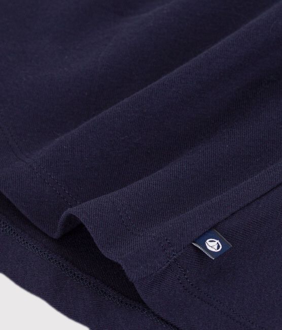 Kurzärmeliges Kinder-Kleid aus einfarbiger Baumwolle blau SMOKING