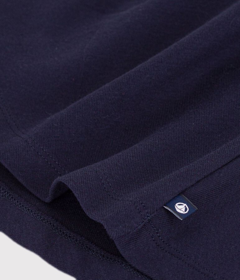 Kurz&auml;rmeliges Kinder-Kleid aus einfarbiger Baumwolle blau