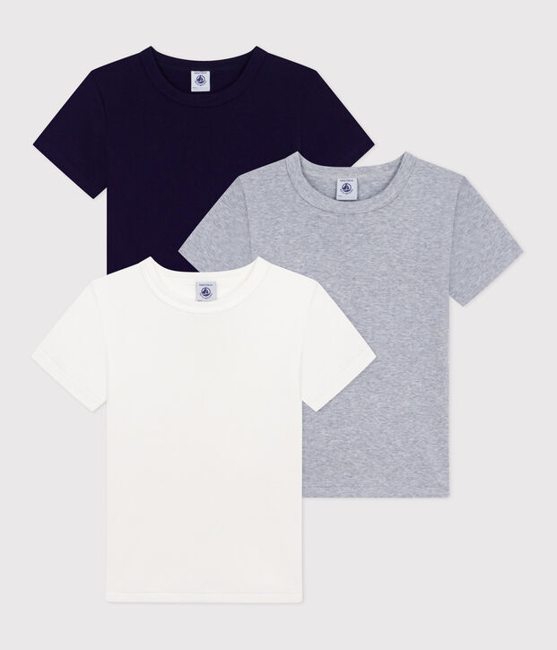 Set kurz&auml;rmelige Kinder-T-Shirts aus einfarbiger Baumwolle vielfarbig