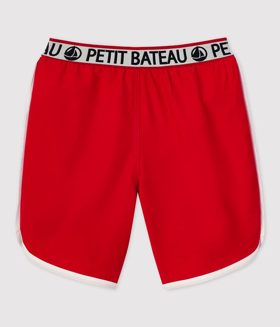 Badeshorts aus recyceltem Material für Jungen rot TERKUIT