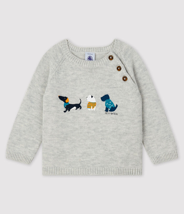 Baby-Pullover mit Muster f&uuml;r Jungen grau