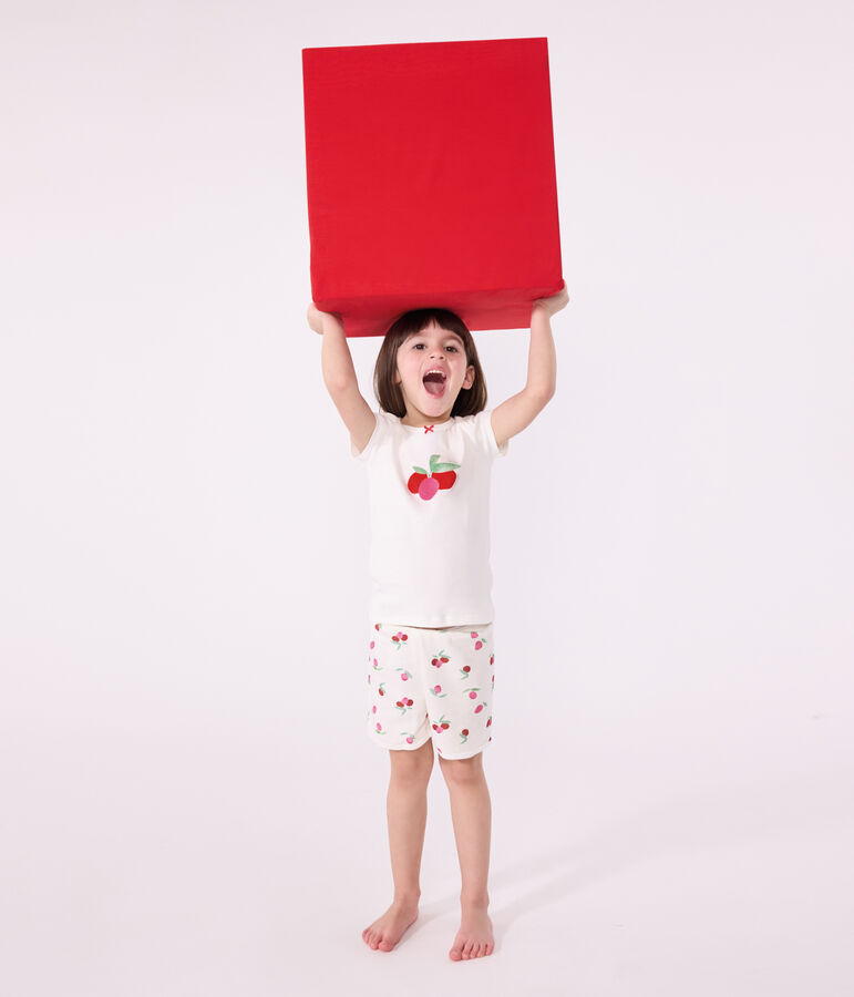 Kinder-Kurzpyjama aus Baumwolle mit Frucht-Motiv weiss MARSHMALLOW/weiss MULTICO