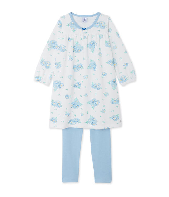 Bedrucktes Nachthemd aus Nicki mit passenden Leggings weiss LAIT/blau BLEU/ MULTICO