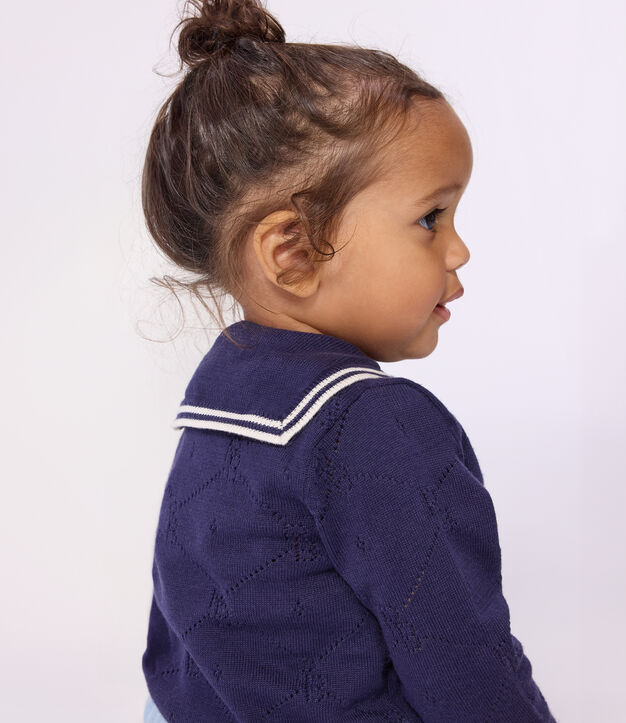Baby-Cardigan mit Matrosenkragen aus Baumwolle mit Lochstickerei SOIR