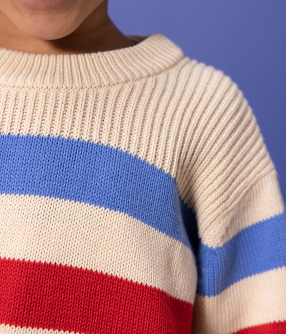 Kinderpullover aus Wolle mit Streifen weiss AVALANCHE/ EDNA/ PEPS
