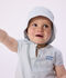 Baby-Sonnenhut aus Seersucker zum Binden blau/weiss