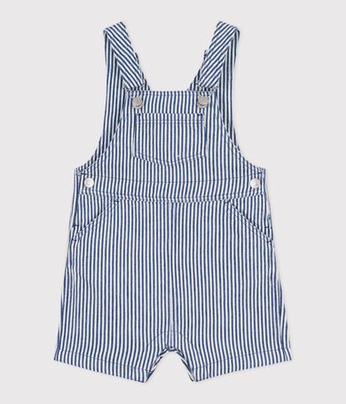 Kurze Baby-Latzhose aus gestreiftem Serge