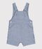 Kurze Baby-Latzhose aus gestreiftem Serge blau/weiss