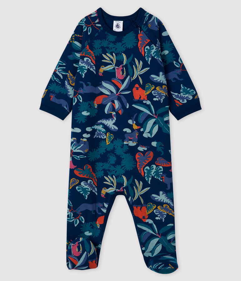 Baby-Strampler aus Doppeljersey mit Rei&szlig;verschluss-&Ouml;ffnung blau/vielfarbig