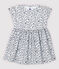 Kurzärmeliges Baby-Kleid aus Popeline für Mädchen weiss MARSHMALLOW/weiss MULTICO