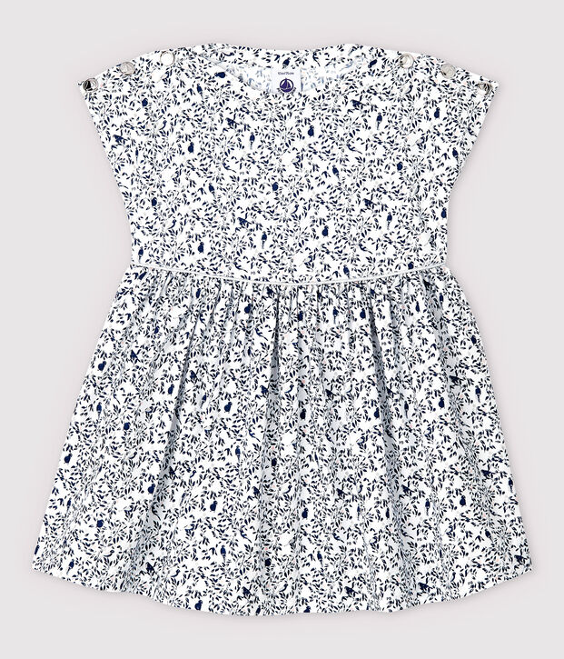 Kurz&auml;rmeliges Baby-Kleid aus Popeline f&uuml;r M&auml;dchen weiss/vielfarbig