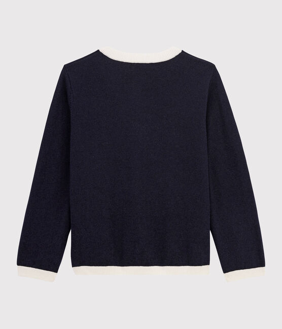 Kinder-Cardigan aus Wolle und Baumwolle für Jungen blau SMOKING/weiss MARSHMALLOW