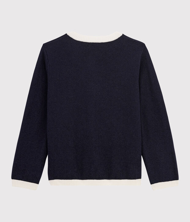 Kinder-Cardigan aus Wolle und Baumwolle f&uuml;r Jungen blau/weiss