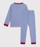Kinder-Pyjama aus Baumwolle mit Streifen blau/weiss