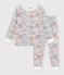 Kinder-Pyjama aus Baumwolle mit Blumenmotiv weiss/vielfarbig
