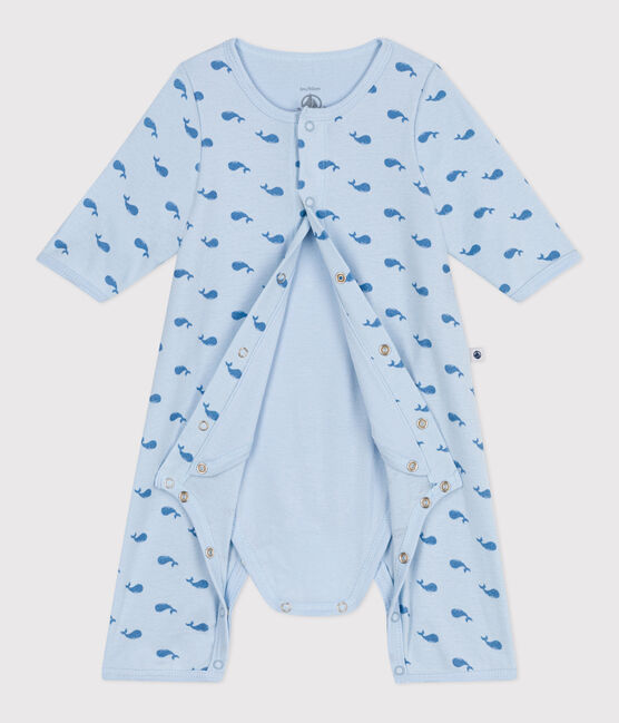 Baby-Bodyjama ohne Füßchen aus Baumwolle mit Wal-Motiv blau TOUDOU/ ALASKA