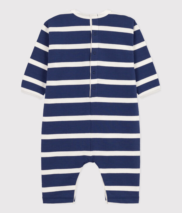 Baby-Langoverall aus gestreiftem Molton blau/weiss