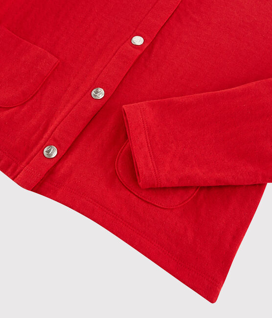 Kinder-Cardigan aus gedoppeltem Jersey für Mädchen rot TERKUIT