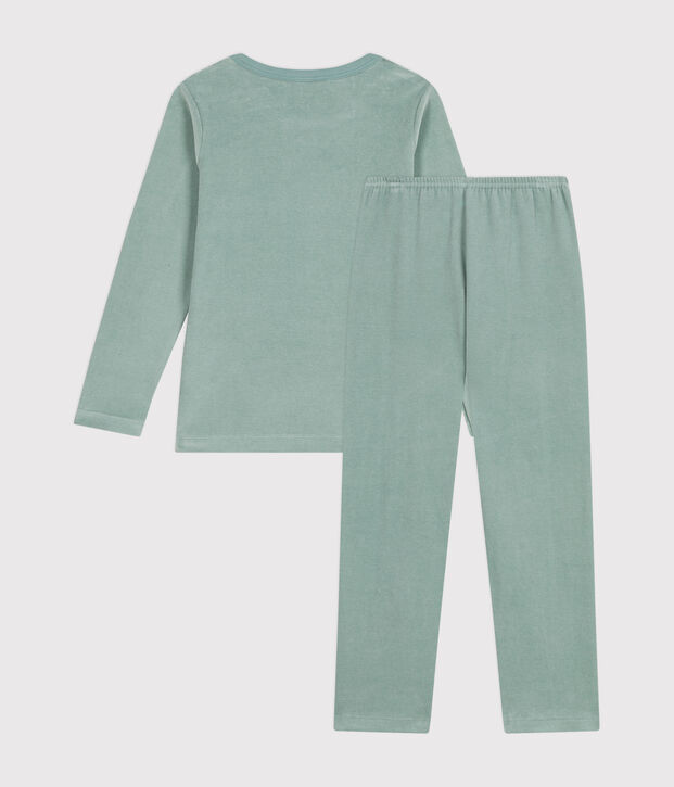 Kinder-Pyjama aus einfarbigem Nicki gr&uuml;n