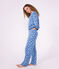 Damen-Pyjama aus Baumwolle mit Herzmotiv blau/weiss