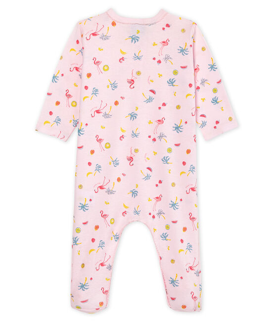 Baby-Strampler aus Rippstrick für Mädchen rosa VIENNE/weiss MULTICO