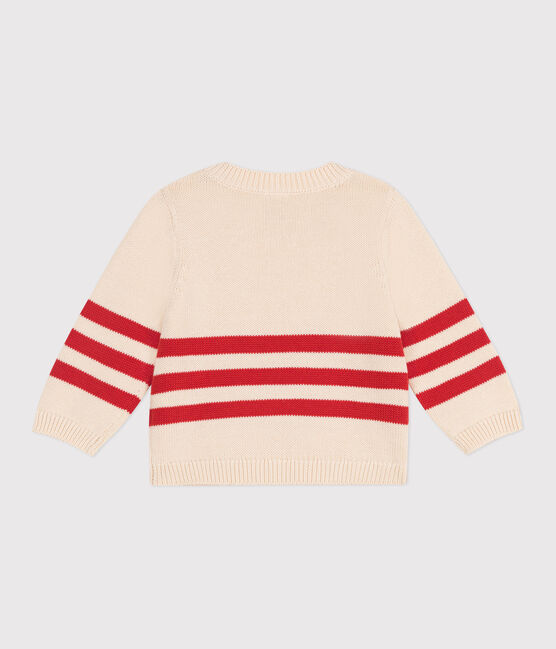 Baby-Pullover aus Baumwolle mit Streifen und Brust-Aufnäher.  rot AVALANCHE/ AURORA