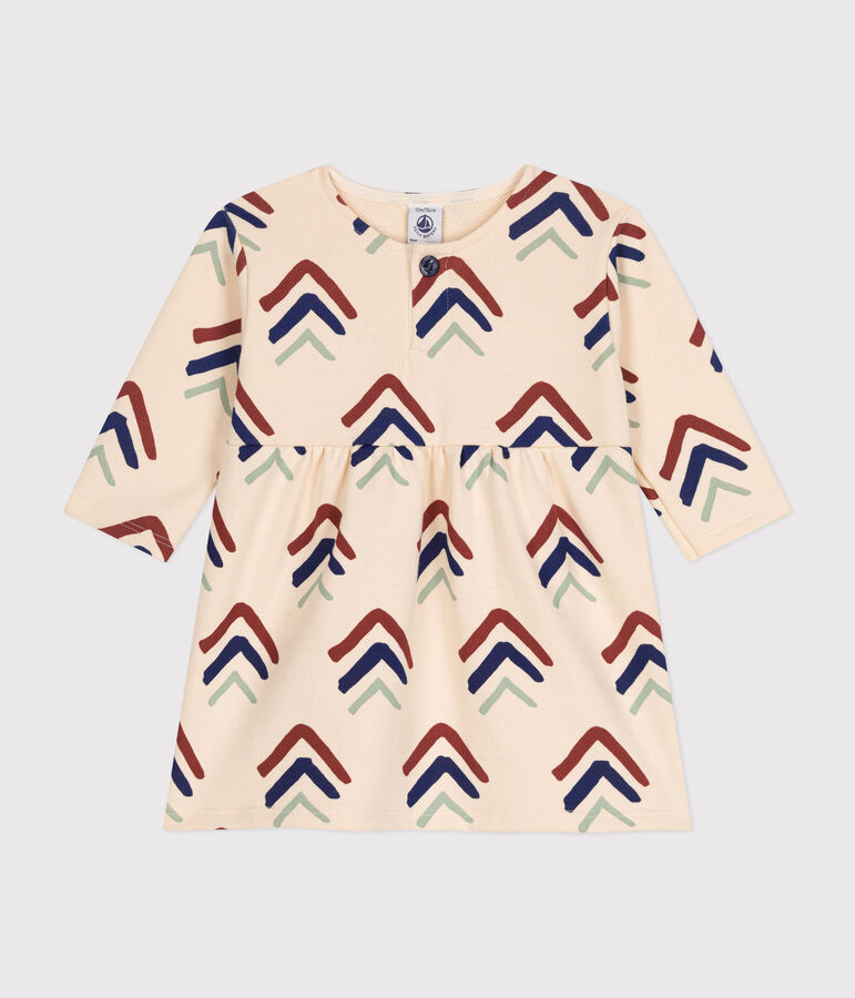 Lang&auml;rmeliges Baby-Kleid aus Molton naturfarben/vielfarbig