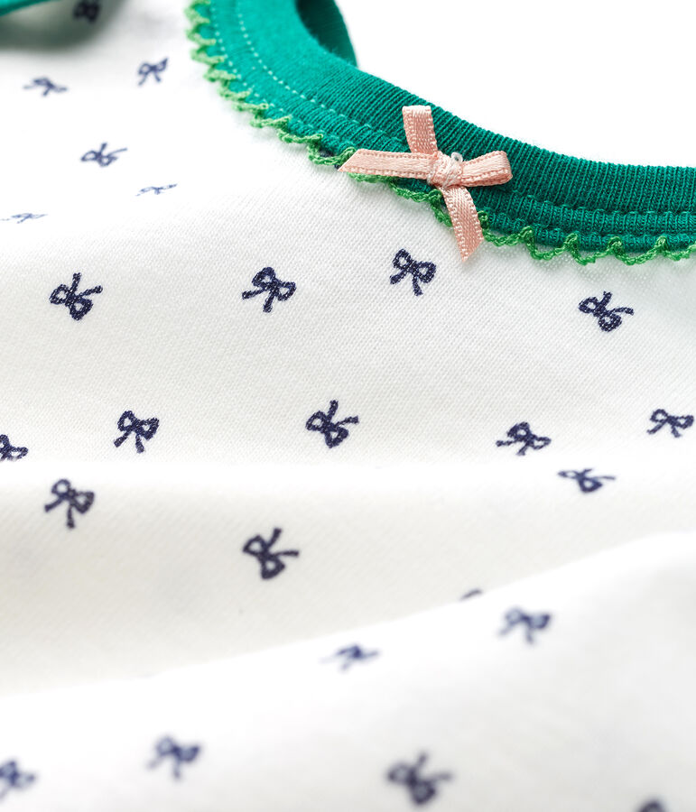 Baby-Strampler in Rippstrick f&uuml;r M&auml;dchen weiss MARSHMALLOW/blau MEDIEVAL