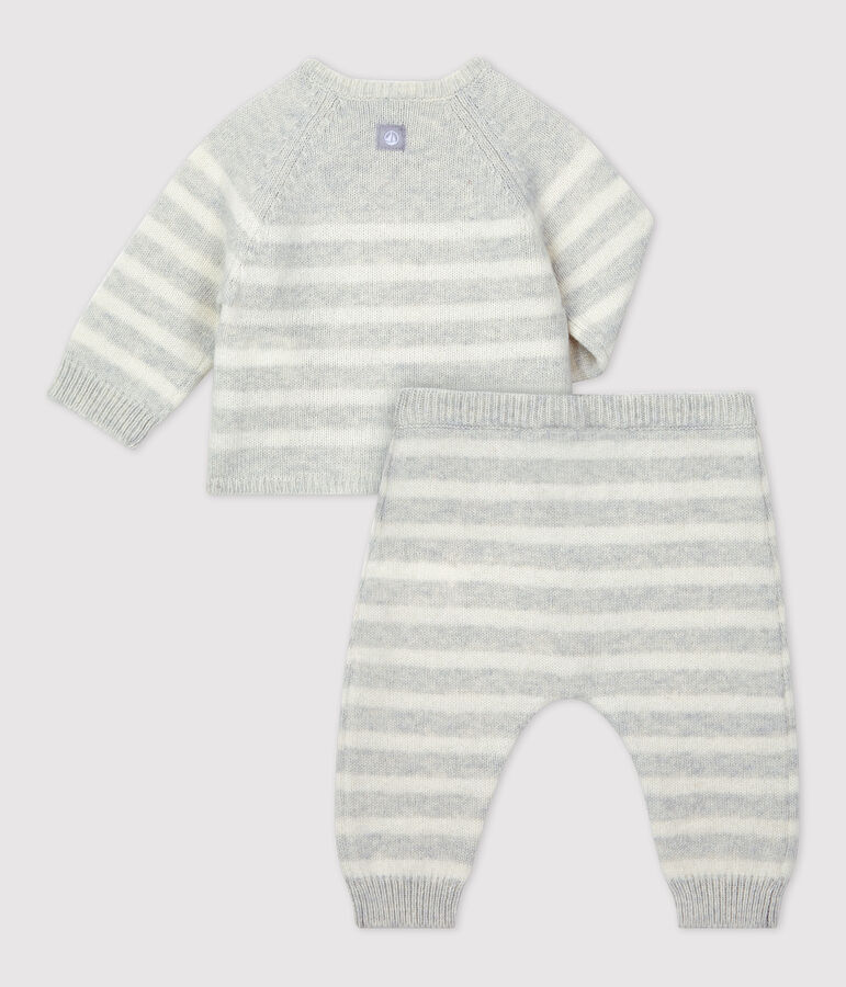 2-teiliges gestreiftes Strickset f&uuml;r Babys beige MONTELIMAR/grau MARSHMALLOW