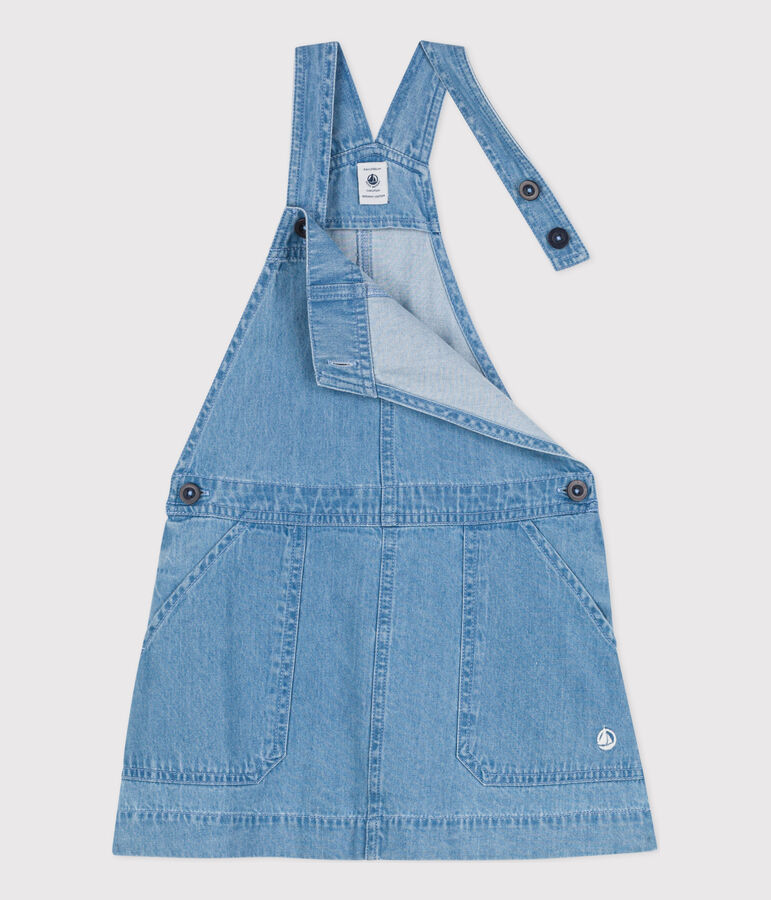 Kinder-Latzkleid aus leichtem Denim f&uuml;r M&auml;dchen blau