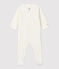 Weißer Baby-Strampler aus Bio-Baumwoll-Velours mit Stern-Motiv weiss MARSHMALLOW/weiss MULTICO