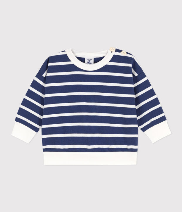 Baby-Sweatshirt aus gestreiftem Molton blau/weiss
