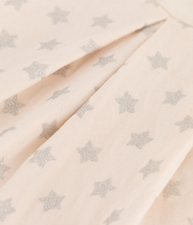 Kinderkleid aus Doppeljersey mit Printmotiv f&uuml;r M&auml;dchen naturfarben/grau