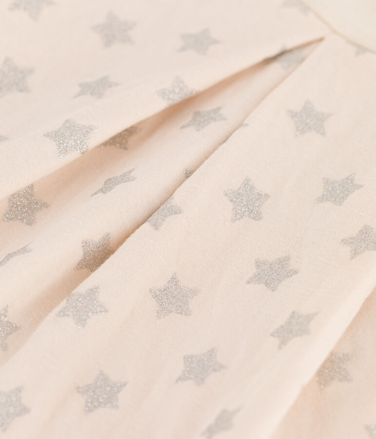 Kinderkleid aus Doppeljersey mit Printmotiv f&uuml;r M&auml;dchen naturfarben/grau