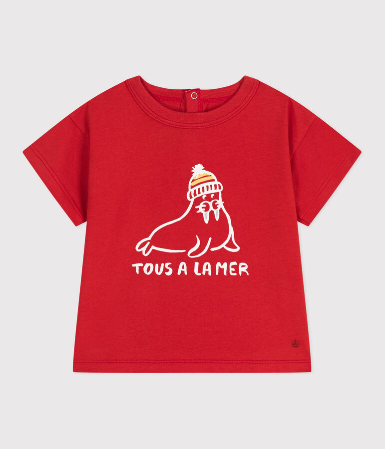 Kurz&auml;rmeliges Baby-T-Shirt aus einfarbiger Baumwolle rot