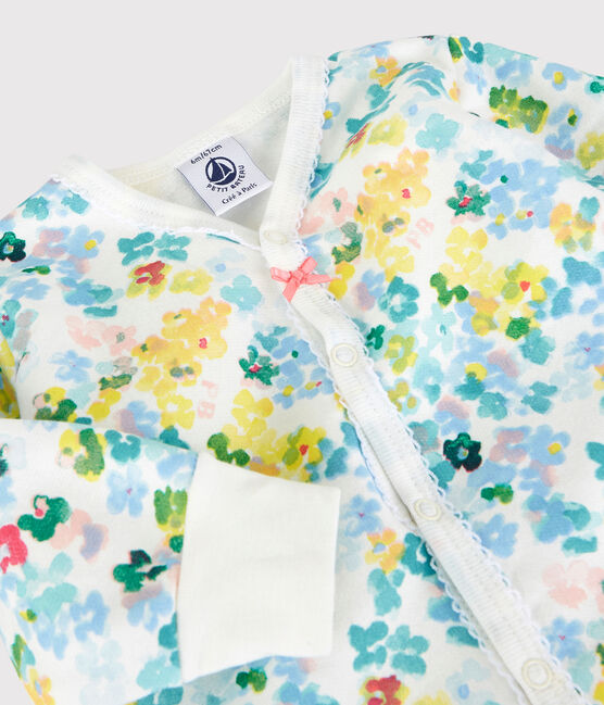 Baby-Set für die Nacht aus Molton mit Blumenmuster für Mädchen weiss MARSHMALLOW/weiss MULTICO