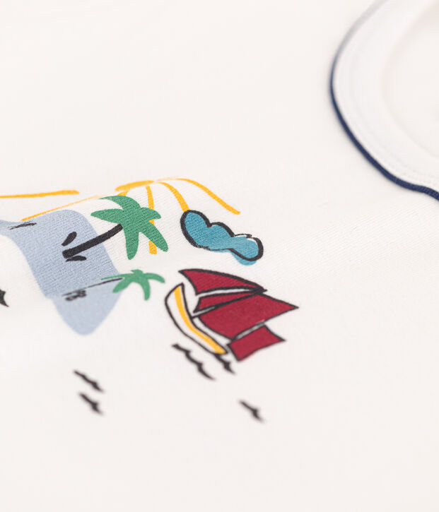 Kinder-Kurzpyjama f&uuml;r Entdecker aus Baumwolle weiss/vielfarbig