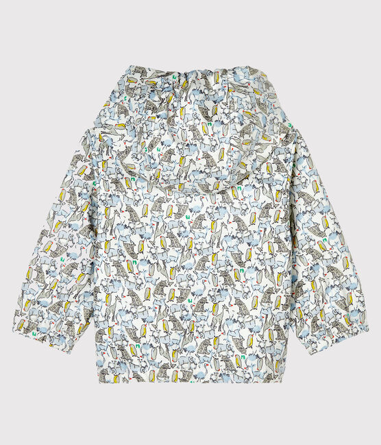 Gemusterte Baby-Windjacke Unisex weiss MARSHMALLOW/blau BRUT/ MULTICO