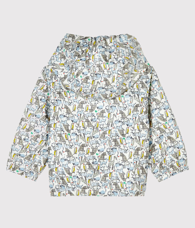 Gemusterte Baby-Windjacke Unisex weiss/gr&uuml;n/vielfarbig
