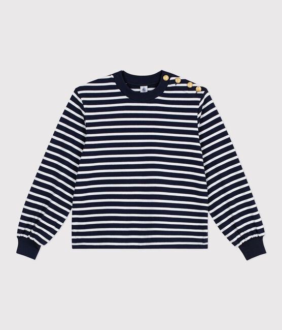 Damen-Streifenshirt Marinière aus Baumwolle blau SMOKING/weiss MARSHMALLOW