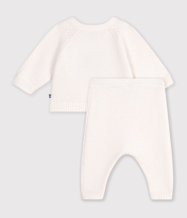 Baby-Set aus Strick mit Jacquard-Herzen rot/rot