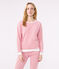 Damen-Pyjama aus Baumwolle mit Streifen rosa ROSEWOOD/ MARSHMALLOW
