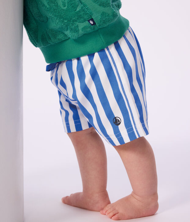 Baby-Badeshorts mit Streifen blau/weiss