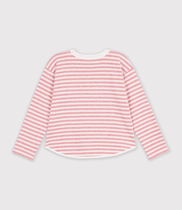 Lang&auml;rmeliges Kinder-T-Shirt mit Streifen rosa/naturfarben