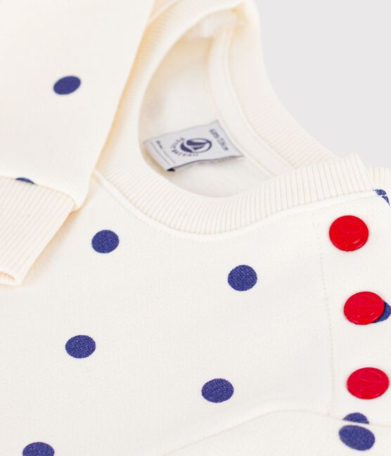 Langärmeliges Kinder-Kleid aus Baumwolle mit Pünktchen blau MILK/ SOIR