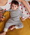 Klassisches Dreiteiliges Baby-Set aus Bio-Baumwolle weiss MARSHMALLOW/blau SMOKING