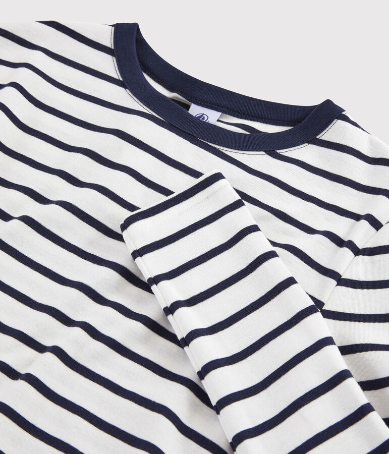 Damen-T-Shirt mit Rundhalsausschnitt weiss/blau